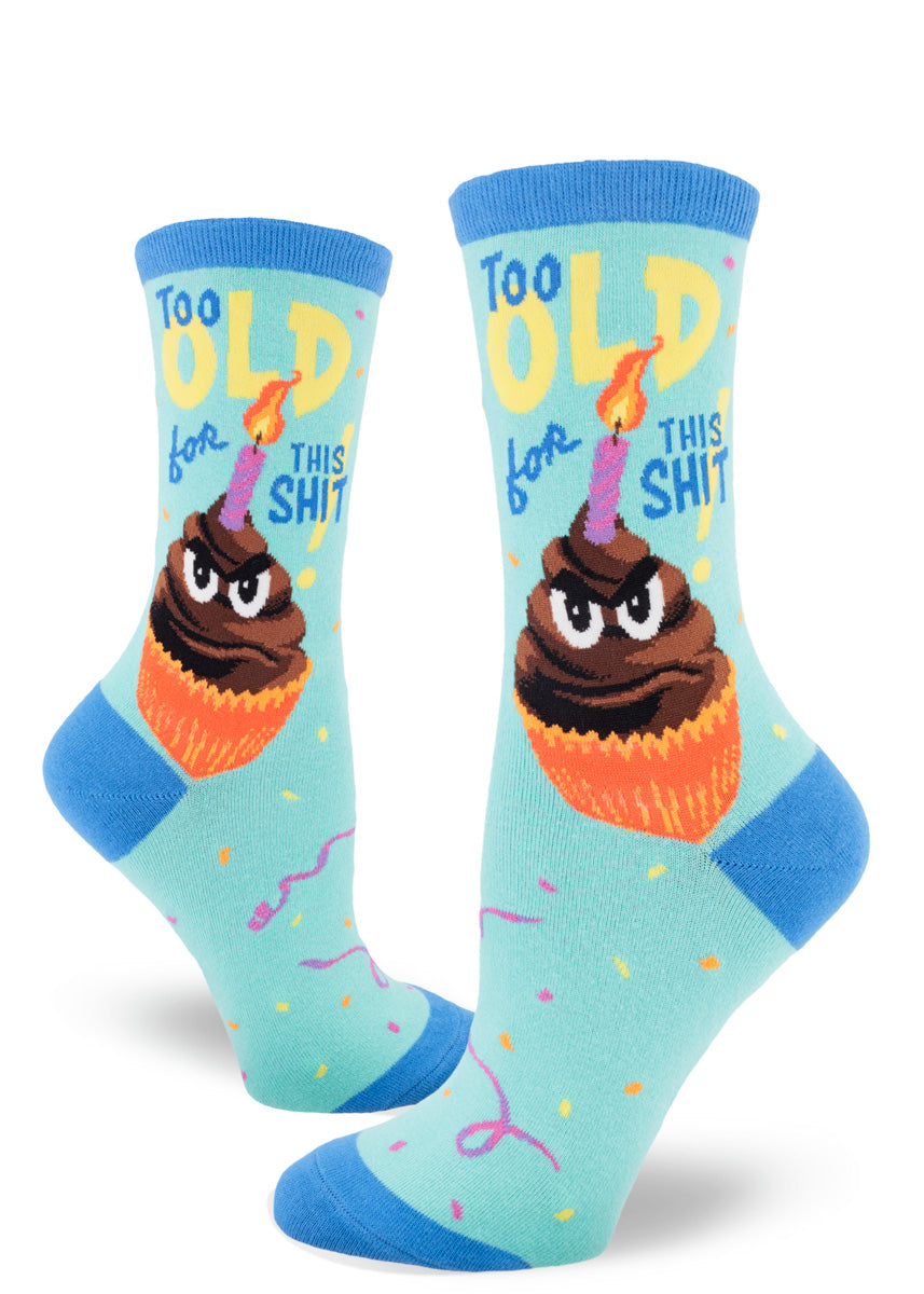 Mod Socks Crappy Birthday Women’s Crew – Aqua
