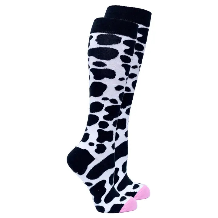 Socks N Socks Knee High Socks - Cow Spots