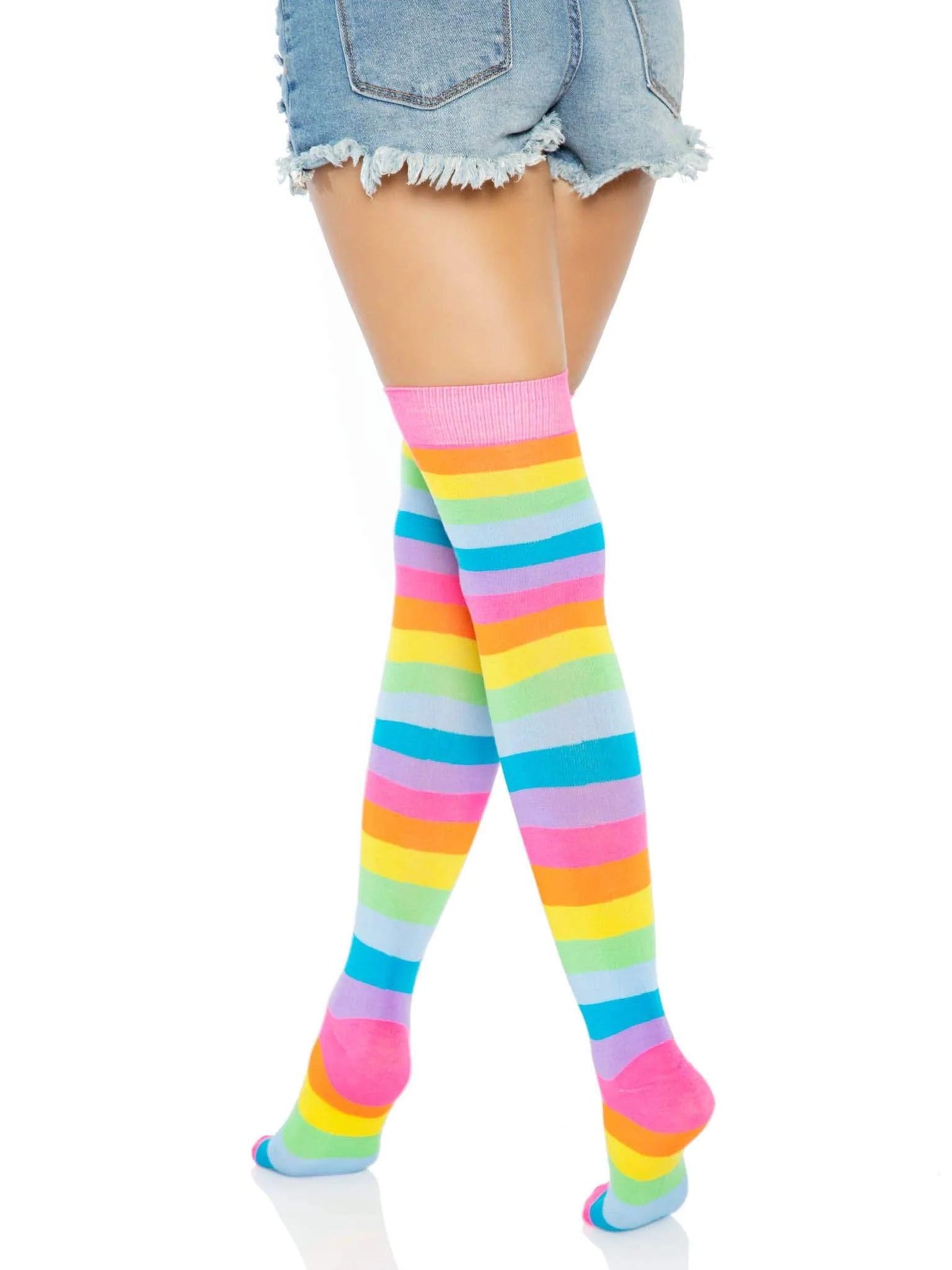Leg Avenue Neon Rainbow Thigh High - One Size