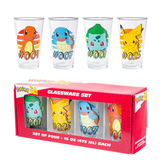 Pokemon Starter Gradients 4pc. 16oz. Pint Glass Set