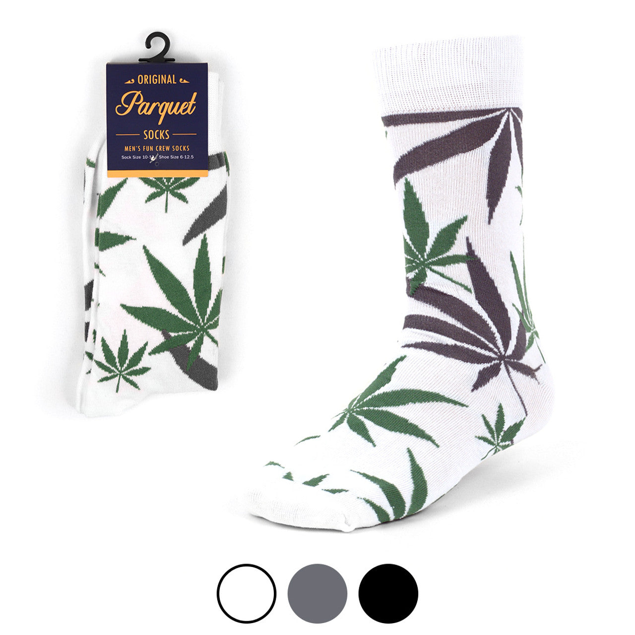Parquet Weed Leaf Marijuana Novelty Crew Socks - Pick Your Colors
