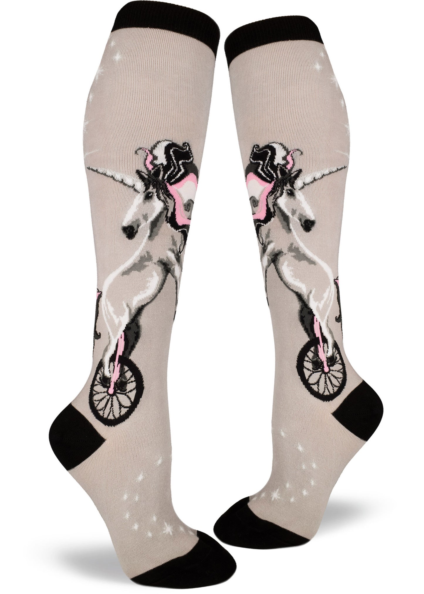 Mod Socks Unicycling Unicorn Knee High – Grey